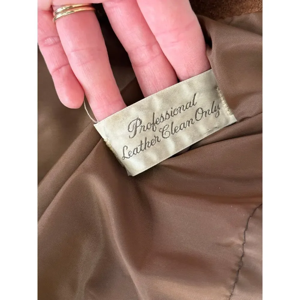 Vintage Brown Suede Leather Fringe The Leather Shop Sears Jacket Sz 18 GS - Picture 9 of 9